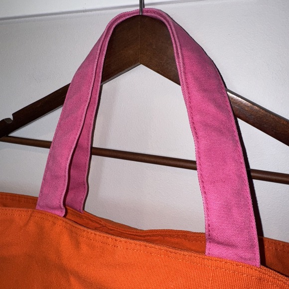 Kitson Tote Bag ZipHandbag LA Neon Pink‎ Orange Canvas Lined 16x7x12 Drop 8" - Picture 4 of 12